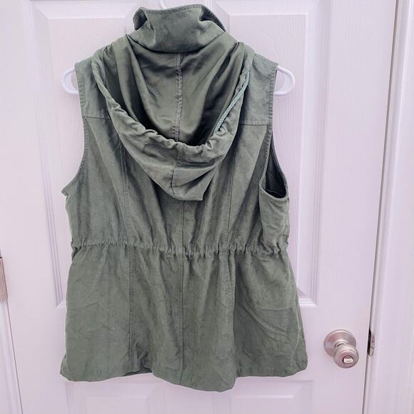 Entro Utility Vest Womens Large Hooded Sleeveless Jacket Pocket grunge gorpcore - Picture 4 of 4